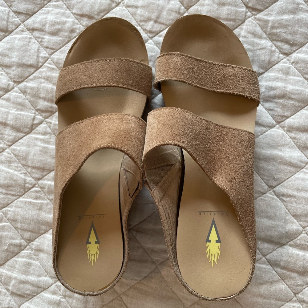 Platform Suede 2 Strap Sandals